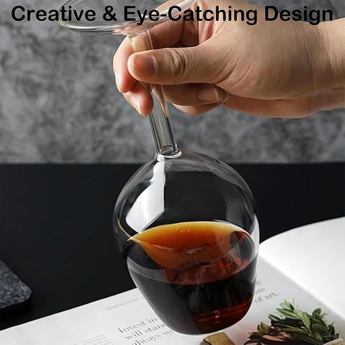 Upside Down Wine Glass, Inverted Wine Glass, Funny Red Wine Glasses (2PCS) | Novelty Upside-Down Stemware for Cocktails, Juice & Parties, Modern Creative Glassware Gift, 400ml - Image 3