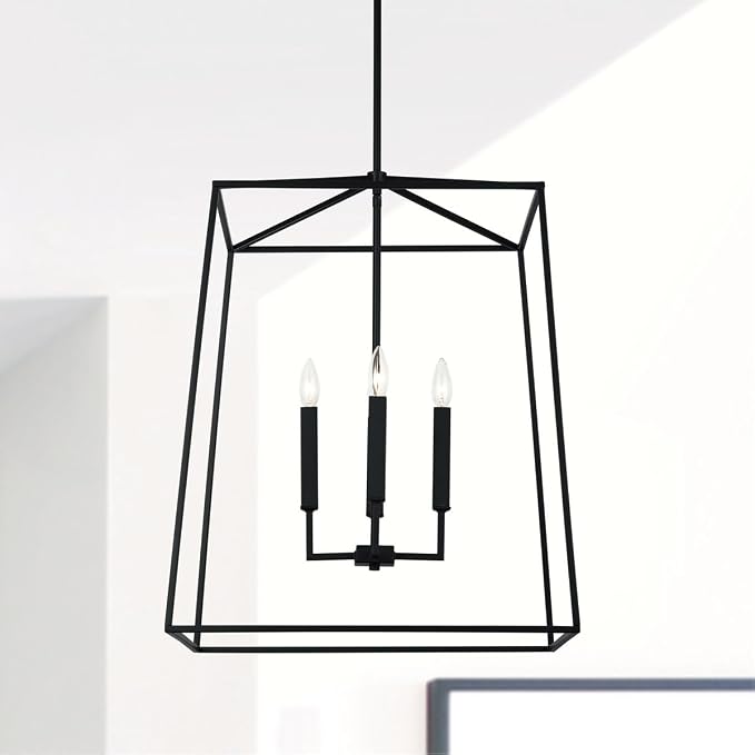 Capital Lighting 537643MB Thea Lantern Foyer Pendant, 4-Light 240 Total Watts, 28" H x 22" W, Matte Black - Image 2