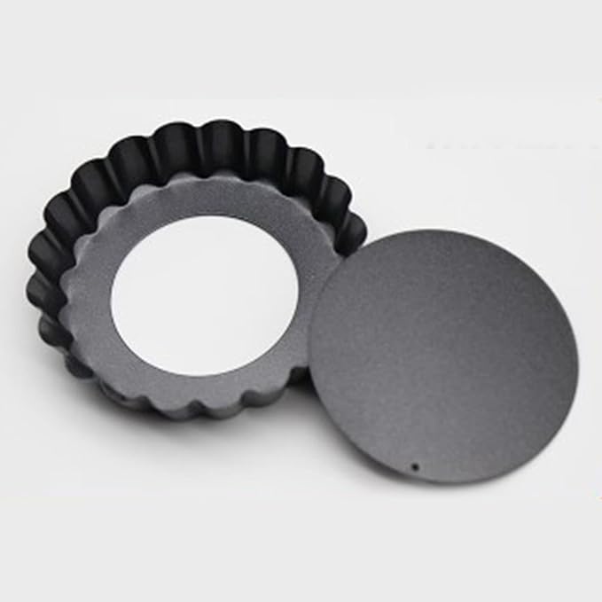 Mingzhe Removable Bottom Tart Pan Set 6PCS Non Stick Carbon Steel Ideal for Baking Quiches and Pies 8cm Black - Image 5