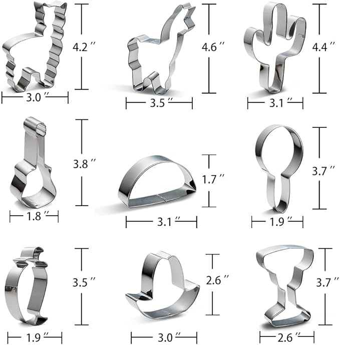 Cinco de Mayo/Mexican Fiesta Pinata Cookie Cutters Stainless Steel Cake Tool DIY Pastry Decorating (9pcs)
