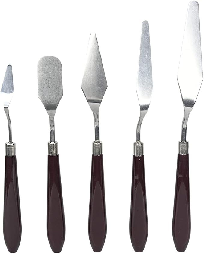 5 Pieces Stainless Steel Palette Spatula Set for Baking Arts and Crafts, Mixing Scraper Tool for Oil Acrylic Paint Cream Cake Icing