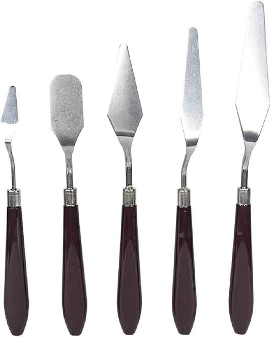 5 Pieces Stainless Steel Palette Spatula Set for Baking Arts and Crafts, Mixing Scraper Tool for Oil Acrylic Paint Cream Cake Icing