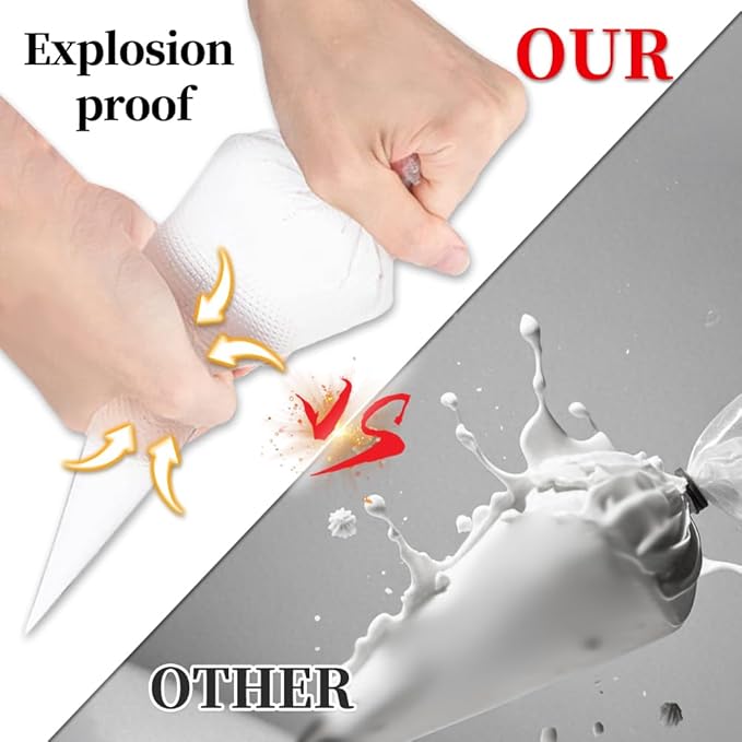Beginner Cake Decorating Kit,50Pcs 12Inch Piping Bags Disposable with 3 Cake Scraper Smoother for Cake Decorating,Thickened Anti Burst Icing Bags,Pastry Bags for Cream Frosting,Cookies,cupcakes