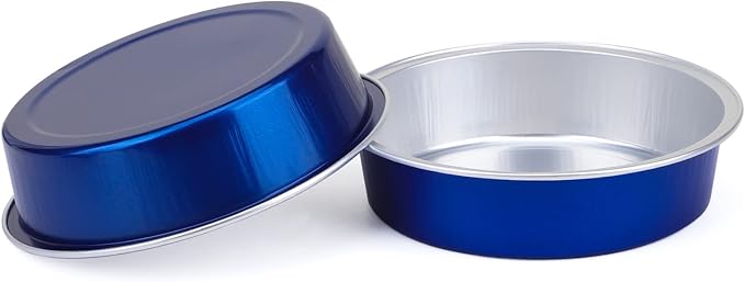 Beasea Mini Tart Pan 50 Pack with Lids, 4 Inch 8oz Jewelry Blue Disposable Aluminum Baking Foil Tins Small Round Container for Individual Dessert Cupcake Muffin Cheesecake Ramekins Quiche Oven Dishes - Image 6