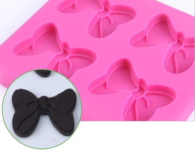 4-Hole 1 PC Mouse Bows Cartoon Butterfly Tie Silicone Mold Tools for Make Chocolates Hard Candies Dessert Ice Cube Candle Cake Baking Fondant by MosBug