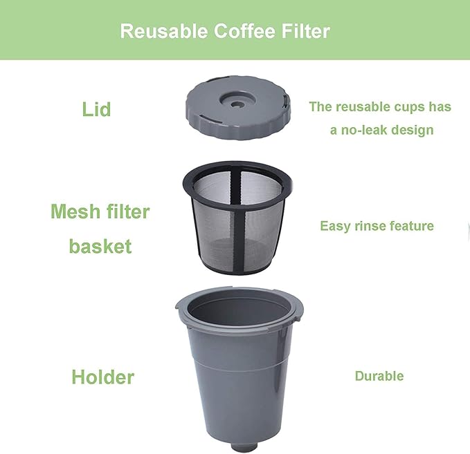 Podoy Coffee Filters Reusable Compatible with B30 B40 B50 B60 B70 K10 MINI Plus K15 K40/45 K55 K60/65 K70/75/79 series 5048 Old Mode Grey (2 Pack)