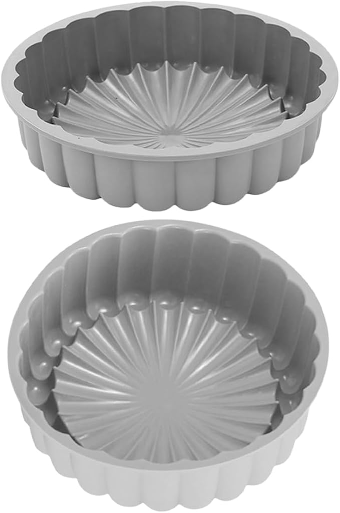 2pcs Food Grade Silicone Cake Nonstick Round Baking Pans for Cheesecake Tart and Fluted Cakes Heat Up for Batch Baking by BIUDECO