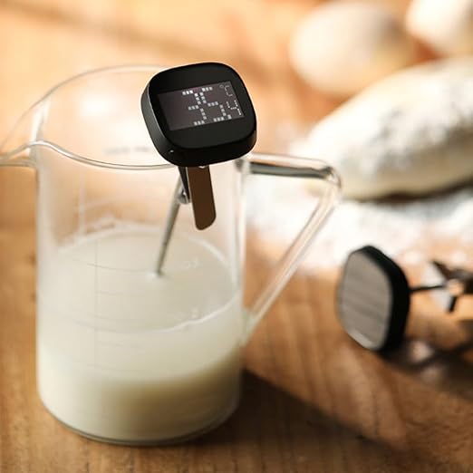 Digital Coffee Thermometer with Stainless Steel Probe and Latte Art Pen for Espresso for Milk Frothing Brewing Cooking BBQ Camping, Black