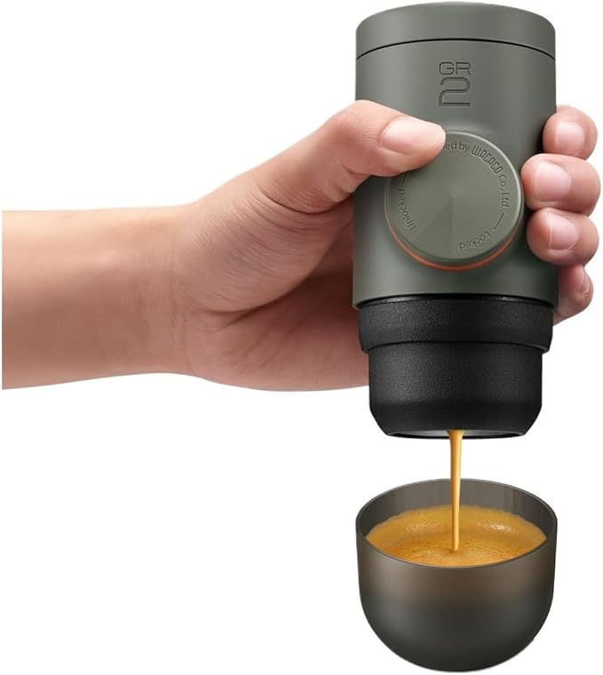 Espresso Machine for Outdoor Compatible Ground Coffee, Portable Coffee Maker,(Gray Olive) by Unknown
