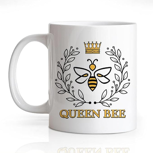 Queen Bee 11oz Double-Sided Ceramic Mug, Funny Beekeeper Mug for Women, Birthday Thank You Gifts for Bee Lover Boss Female Entrepreneur, New Business Owner Gifts, Employee Appreciation Present by Unknown