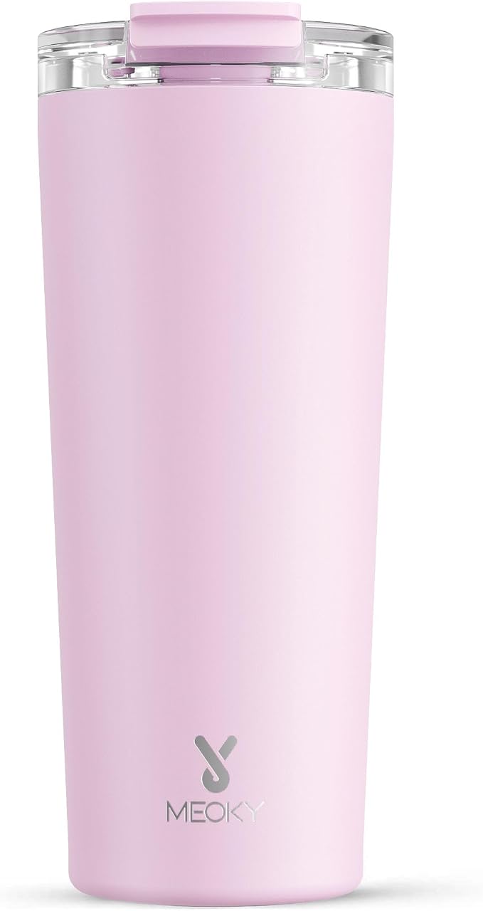 Meoky 24 oz Insulated Travel Coffee Mug: Leak Proof Lid, Blossom | Stainless Steel Coffee Tumbler, Keeps Hot for 8 Hours or Cold for 24 Hours, Fits in Car Cup Holder, BPA Free by MEOKY