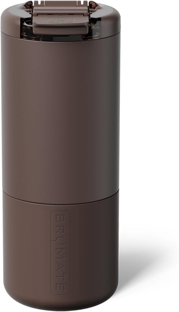 BrüMate Strova 18oz 100% Leakproof Insulated Coffee Mug | Ceramic-Lined Interior | Built-In Silicone Sleeve for Travel | Locking Flip Lid (Java) by Br%C3%BCMate