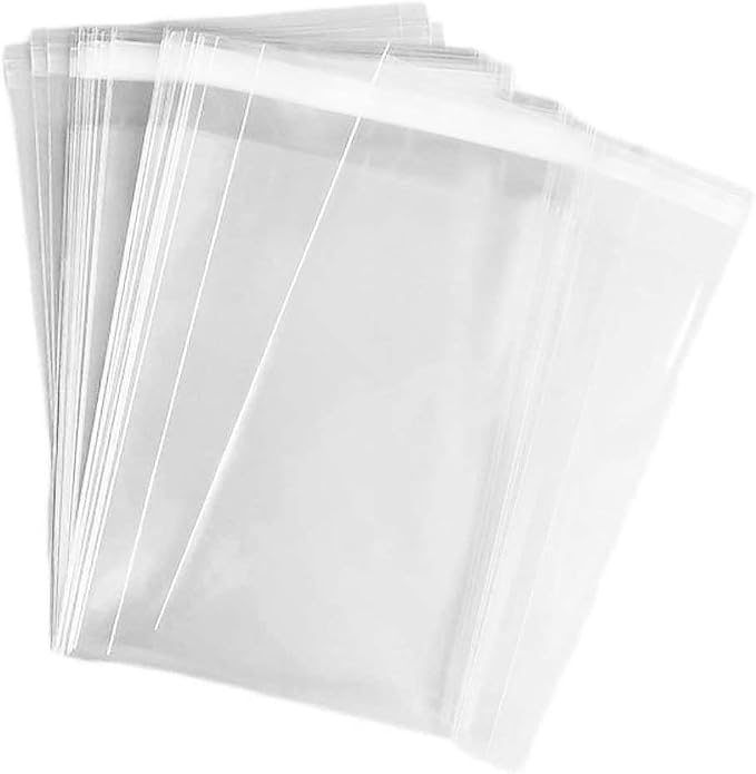 Nobranded 100 pcs Clear 4" x 9" Self Seal Cello Cellophane Bags Resealable Poly Bags 2.8 mils for Cookie, Candy, Gift Bakery, Prints, Photos, Cards & Envelopes, Party Decorative by Somioco