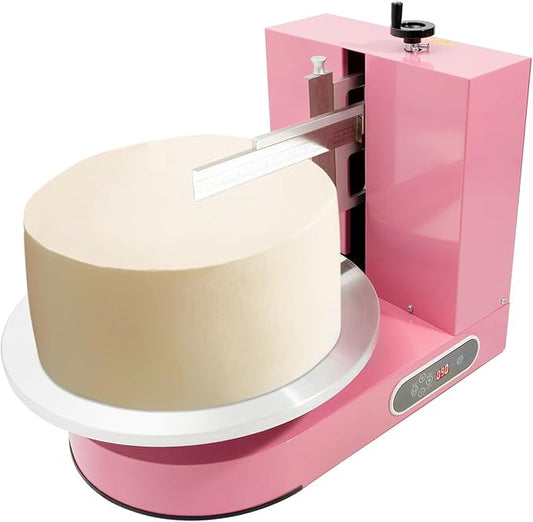 Cake Icing Machine 200W Auto Cream Spreading Machine w/Graduated Scraper & LCD Display, Professional Cake Decorating Machine Frosting Turntable for 4-16 Inch Cakes 0-320 RPM Rotating Speed (Pink)