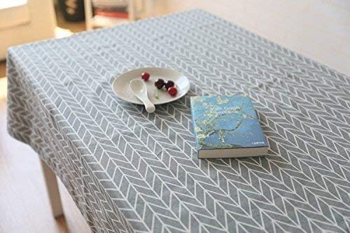 meioro Grey Farmhouse Table Cloth Rectangle Cotton Linen Nordic Twill Tablecloths Wrinkle Free Fabric Arrow Stripe Table Cloths Rustic Cover for Kitchen Dining Party Outdoor Picnic(47 x 70 Inch) - Image 4