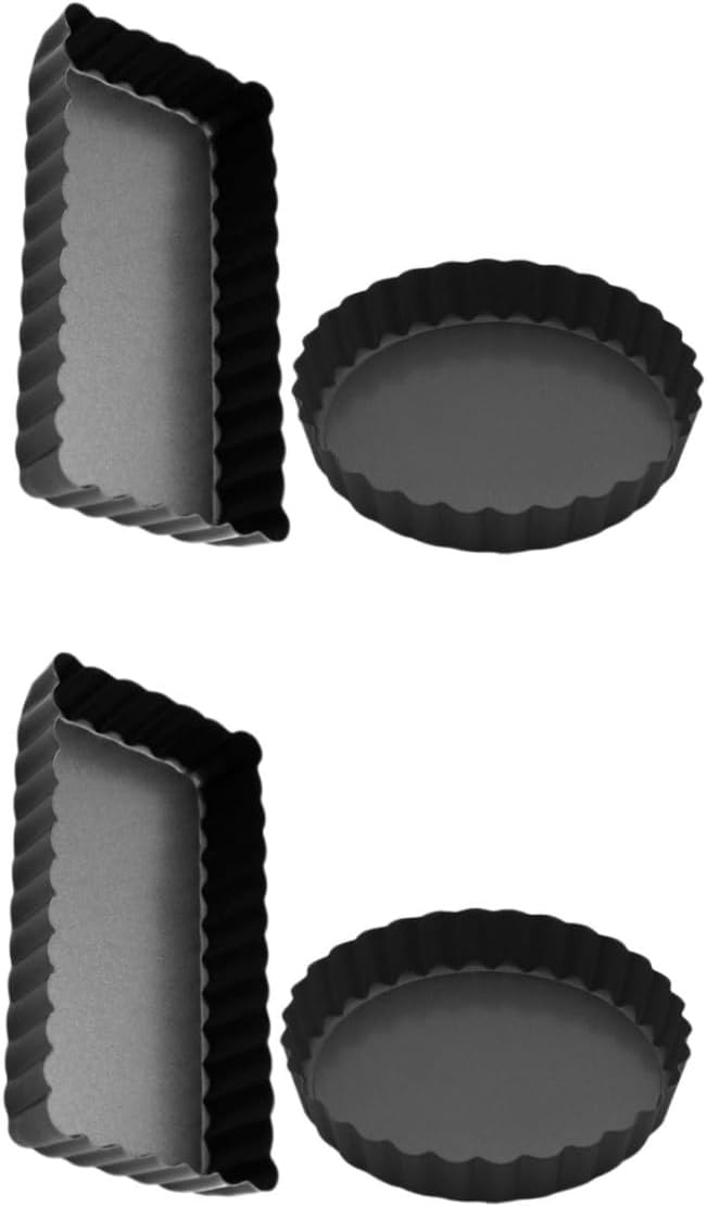 SOLUSTRE 2sets Non Stick Oven Cake Pan Tart Molds for Baking for Pizza Desserts and Steaks Kitchen Bakeware 2pcs*2 by SOLUSTRE
