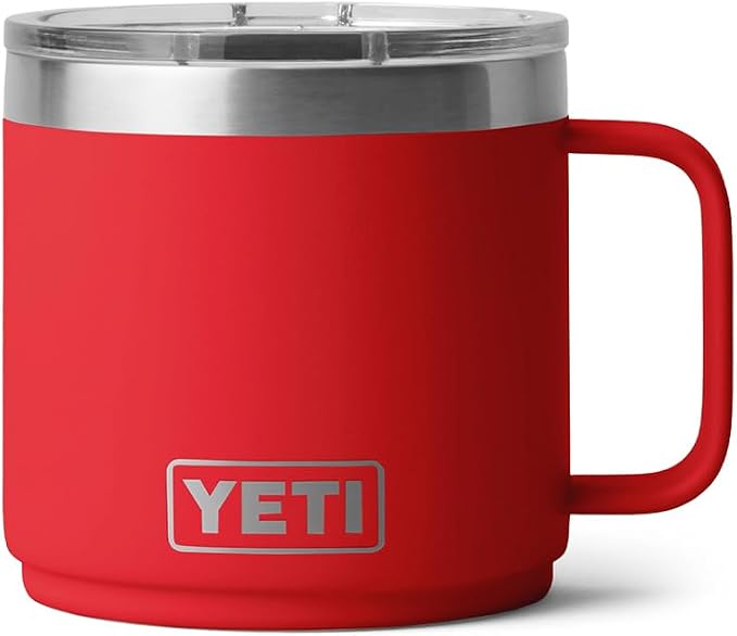 YETI Rambler 14 oz Ceramic Lined Stackable Mug, Vacuum Insulated, Stainless Steel with MagSlider Lid, Rescue Red - Image 3