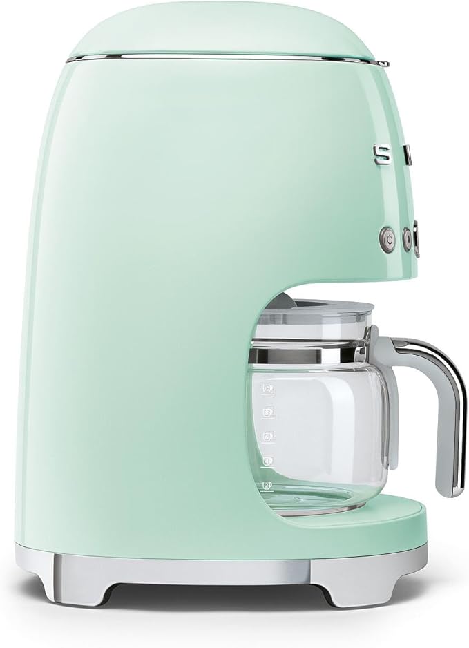 Smeg 50's Retro Style Aesthetic Drip Coffee Machine with 10 Cup Glass Carafe, Auto Start Feature, Keep Warm Plate, and Two Coffee Strength Settings (Pastel Green) - Image 3