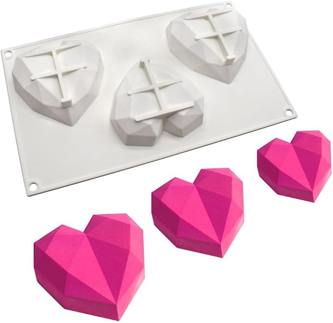 Diamond Heart Silicone Chocolate Mold DIY Cake Accessories Molds Kitchen Ice Cubes Biscuit Pastry Manual Baking Mould (Lover Heart J_11.76 X6.88 X1.2 inch) by mostsom