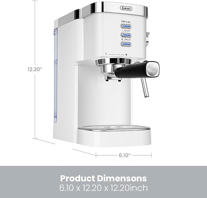 Gevi Espresso Machine 20 Bar High Pressure,Compact Espresso Maker with Milk Frother Steam Wand,Cappuccino,Latte Maker with Adjustable Shot Volume for Home,Gift for Mom and Dad