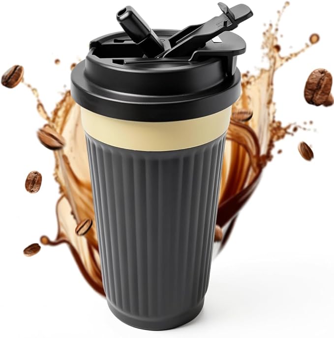 Vacuum Insulated Stainless Steel Travel Coffee Mug,Leak Proof Cup with Lid | 304 stainless steel mug with vacuum insulation, leak proof lid, silicone grip and car cup holder friendly design by SPLMIFA