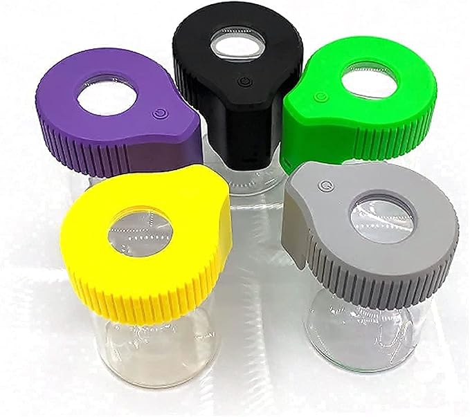 Transparent Glass Seal Storage Jar, Light-Up Magnifying Ornamental Glass Bottle (Gray) - Image 8