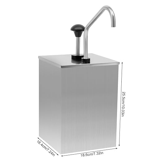 Stainless Steel Sauce Dispenser Pump, 4L/4.2Qt Squeeze Condiment Pump Station Commercial Soy Sauce Pump for Ketchup Syrup Salad Dressing Seasoning Sauce