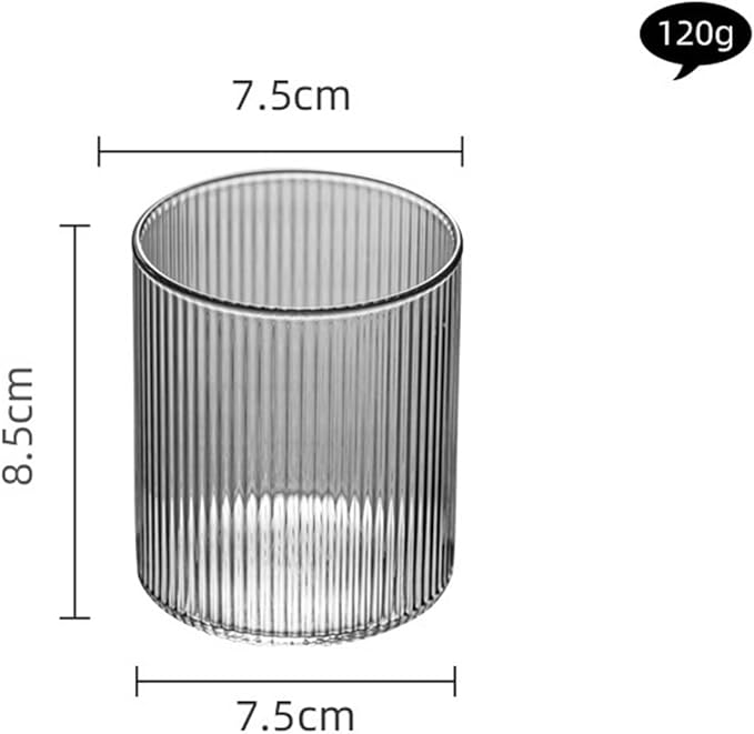drinking glassware Clear Vertical Striped Glass Tumbler, 260ML - Image 2