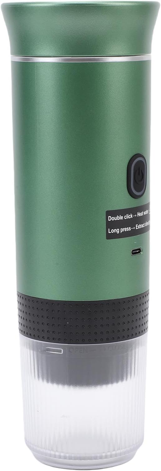 Keenso Portable Capsules Coffee Maker ABS 304 Stainless Steel Portable Coffee Machine 72W 120mL 20 Bar USB C Heated Brewing for Travel Office Camping Ground (Green) - Image 4