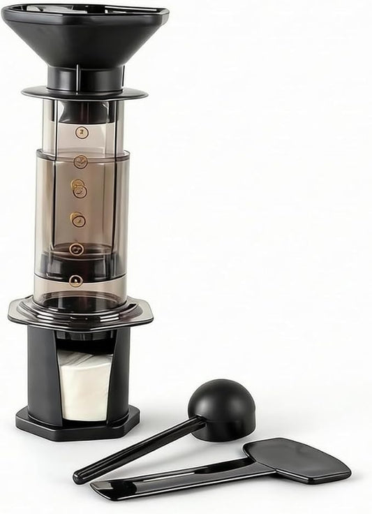 Maker Manual Coffee Brewer Design Transparent Chamber Flat Stand Visual Number Steps Suitable for Domestic Use Home Countertop, Brown by Unknown