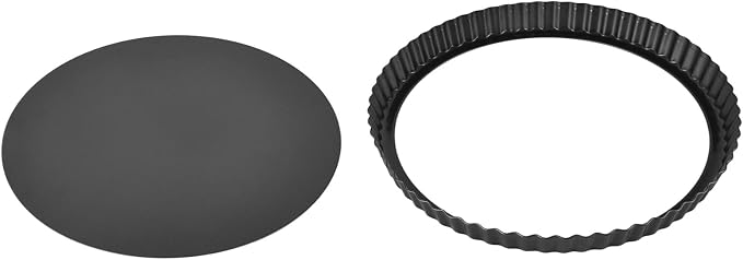 Jiawu Nonstick Quiche Pan with Removable Base for Deep Tart Baking 1 Unit Carbon Steel Kitchen Tool ([Thickened] 13-inch live bottom pie plate) - Image 7