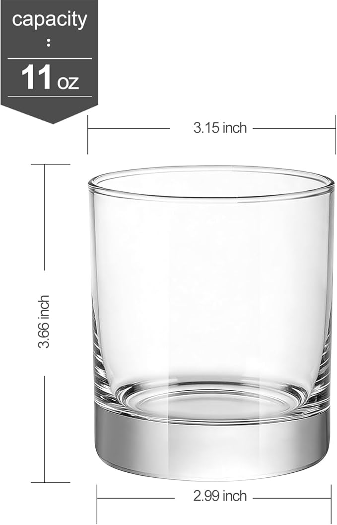LUXU Whiskey Glasses,11 OZ Short Glass Tumbler,Lowball Glasses Set of 6 | Heavy Base Old Fashioned Rocks Glass for Scotch or Bourbon,Dishwasher Safe Glassware - Image 6