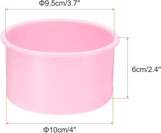 HARFINGTON 6 Pcs Round Cake Pans 4" Nonstick Quick Release Silicone Cake Mould Bakeware Tools for Baking Cupcakes Bread Pizza, Pink