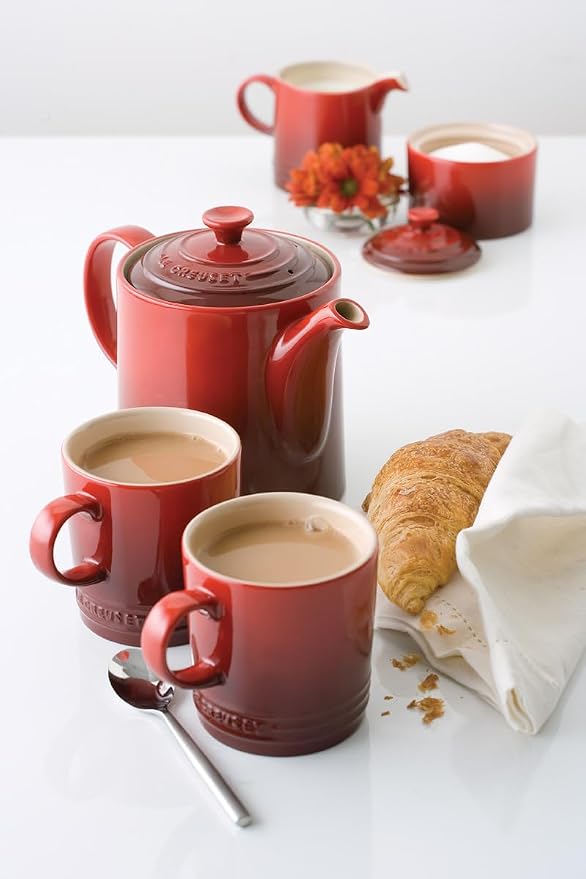 Le Creuset Stoneware Set of 6 London Mugs, 12 oz. Each, Cerise - Image 4
