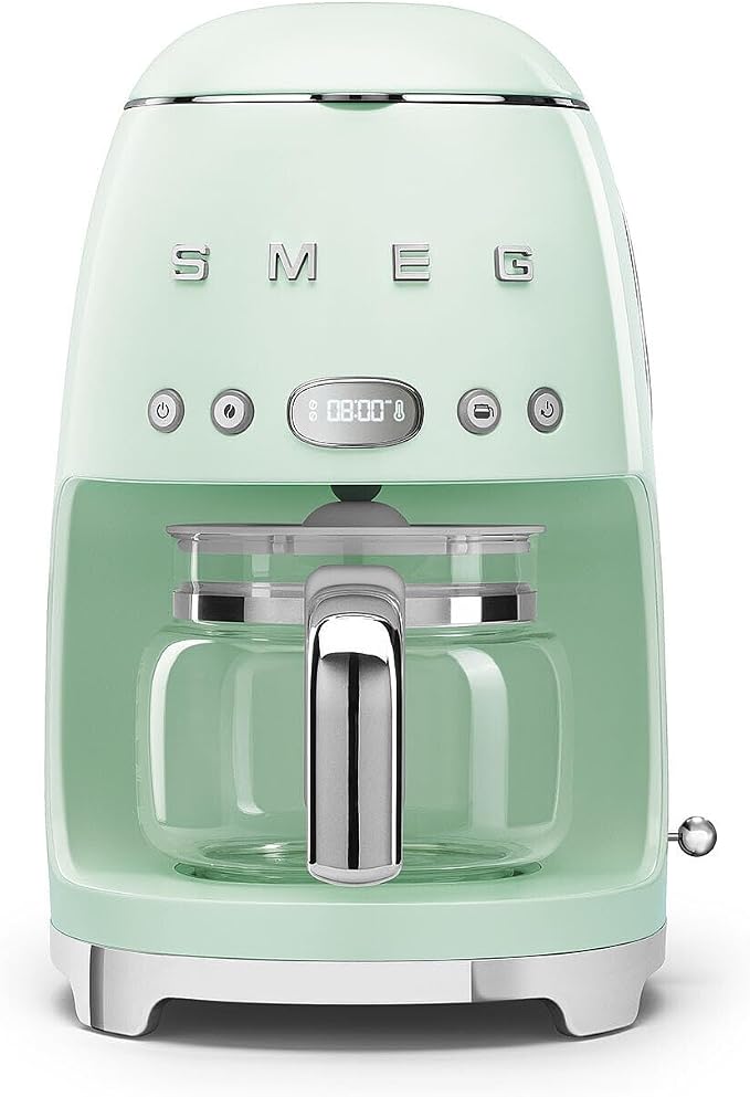 Smeg 50's Retro Style Aesthetic Drip Coffee Machine with 10 Cup Glass Carafe, Auto Start Feature, Keep Warm Plate, and Two Coffee Strength Settings (Pastel Green) by Unknown