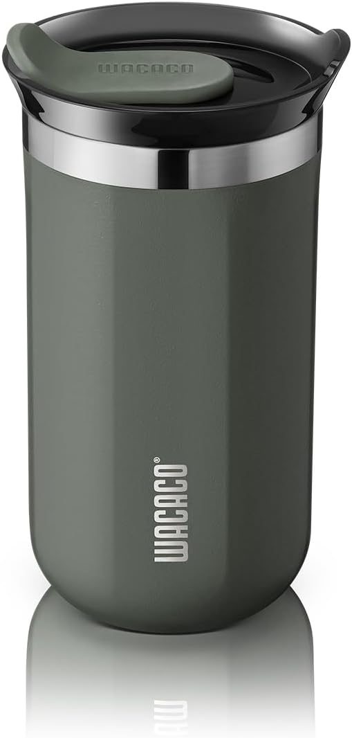 WACACO Octaroma Lungo Vacuum Insulated Coffee Mug, Double-wall Stainless Steel Travel Tumbler With Drinking Lid, 10 fl oz(300ml)， Dim Grey by WACACO