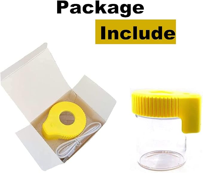 Led Transparent Glass Seal Storage Jar, Light-Up Magnifying Ornamental Glass Bottle (Yellow) - Image 3