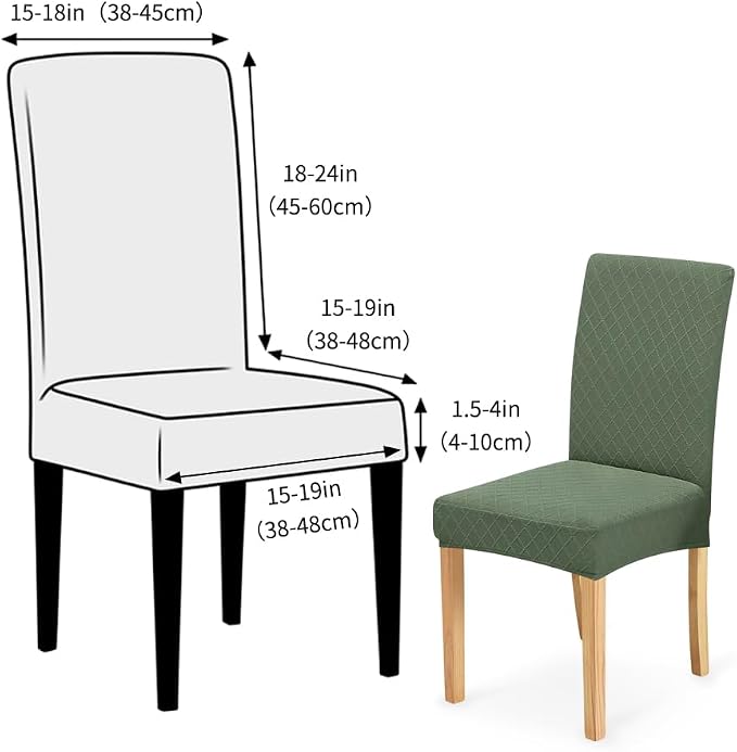 FORCHEER Chair Covers for Dining Chairs Set of 4,Jacquard Green Stretch Dining Room Chair Cover Kitchen Parsons Chair Slipcovers (Pack of 4, Jacquard Green) - Image 5