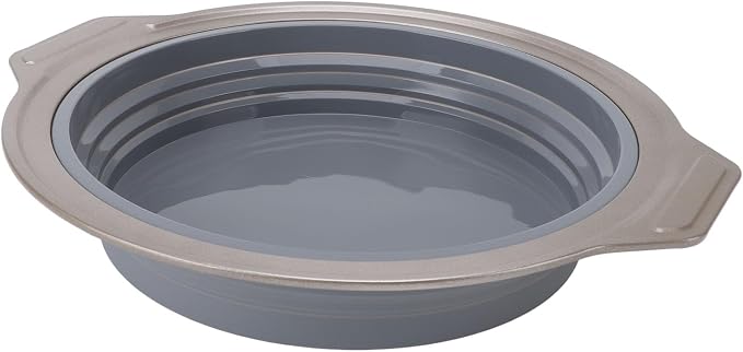 Silicone Cake Pan, Foldable Cake Pan Press Type Quick Release Heat for Layer Cake (Grey) - Image 4