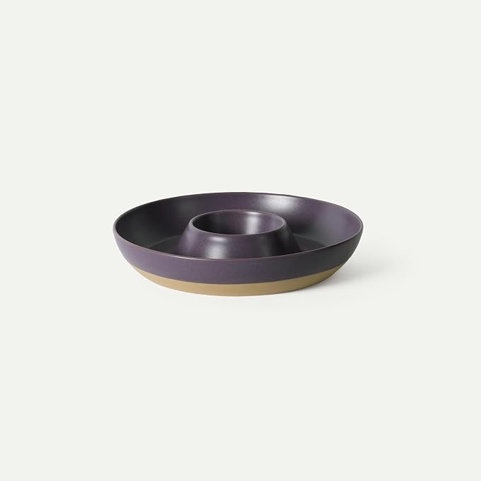 MORA Ceramic Chips and Dip Serving Tray: Large Divided Party Bowl Set for Chips & Salsa, Veggies & Dip, Fruit, Snacks, Entertaining, Hosting, etc. Minimalist Design for the Modern Hostess - Nebula by MORA