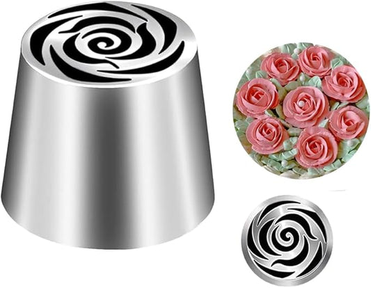stainless steel oversized piping nozzle, used for cake decoration, pie and cupcake flower shaped frosting squeezing, cake decoration supplies, floral frosting nozzle, kitchen small tools