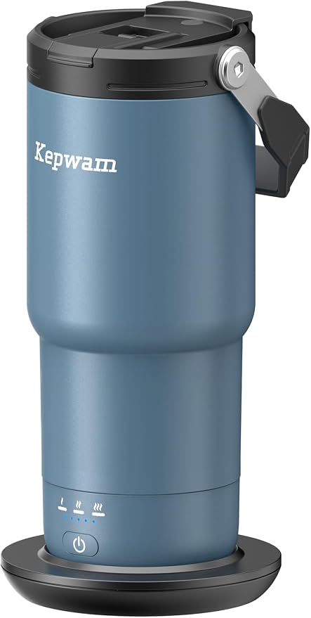 Kepwam Heated Coffee Mug Rechargeable T3, 20oz Self-Heating Travel Mug for Coffee with 1℉ Precise Temperature Control & App, Portable Cup Warmer for Outdoor & Car (Fits Cup Holders) by Kepwam