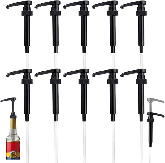 10 Packs Black Coffee Syrup Pump Dispenser, Compatible with 25.4 Oz/750ml Bottles, Great for Home & Coffee Bar Drinking Mixes, Tea, Beverage, Cocktails