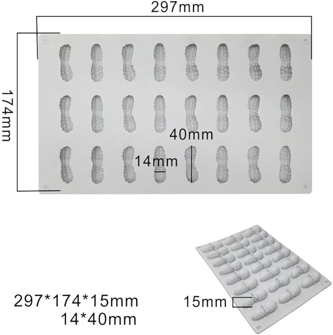 mostsom Silicone Molds for Chocolate Covered Peanut, 24 Cavity Candy Making Mold for Chocolate Covered Raisins, Peanuts, Espresso Coffee Beans, Cashews, Nuts (Peanut G)