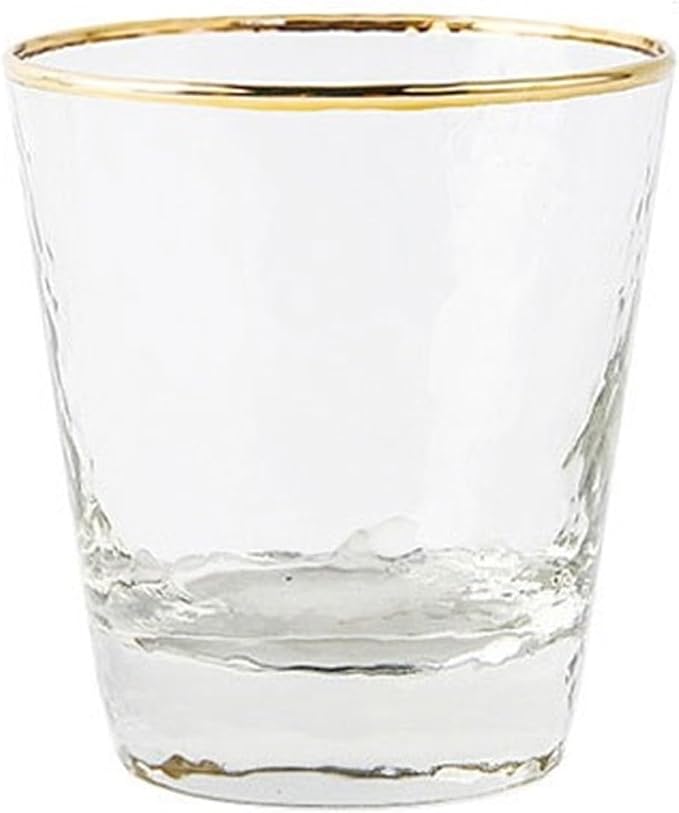 drinking glassware Hammered Tapered Glass Cups with Gold Rim(Small) by Unknown