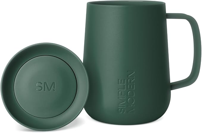 Simple Modern Voyager Signature Mug | Travel Coffee Tumbler with 360° Lid and Handle | Ceramic-Lined Insulated Stainless Steel Iced Cold Brew Cup | 12oz, Forest by Unknown