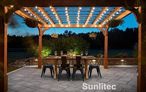 Sunlitec Solar String Lights Waterproof LED Indoor/Outdoor Hanging Umbrella Lights with 25 Bulbs - 27 Ft Patio Light for Deckyard Tents Market Cafe Gazebo Porch Party Decor (25 Light Bulb) - Image 5