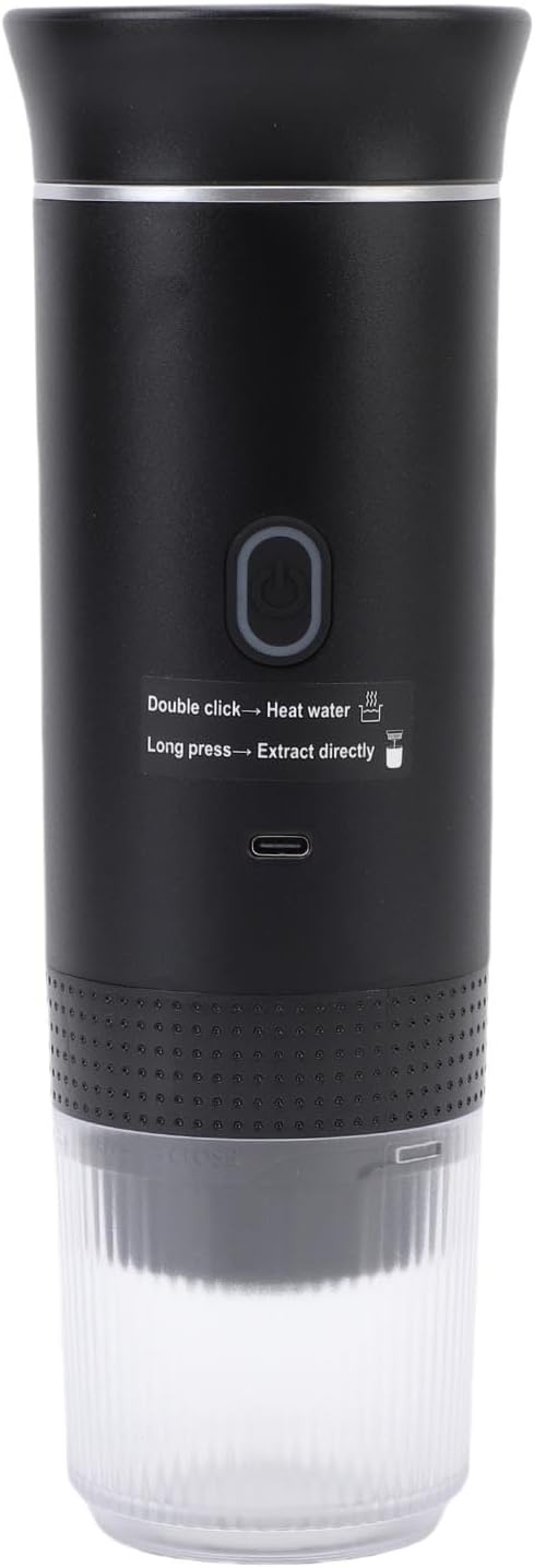 Keenso Portable Capsules Coffee Maker ABS 304 Stainless Steel Portable Coffee Machine 72W 120mL 20 Bar USB C Heated Brewing for Travel Office Camping Ground (Black) by Keenso