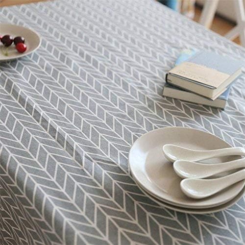 meioro Grey Farmhouse Table Cloth Rectangle Cotton Linen Nordic Twill Tablecloths Wrinkle Free Fabric Arrow Stripe Table Cloths Rustic Cover for Kitchen Dining Party Outdoor Picnic(47 x 70 Inch) - Image 3