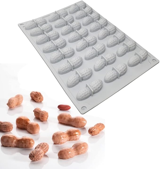 mostsom Silicone Molds for Chocolate Covered Peanut, 24 Cavity Candy Making Mold for Chocolate Covered Raisins, Peanuts, Espresso Coffee Beans, Cashews, Nuts (Peanut G)